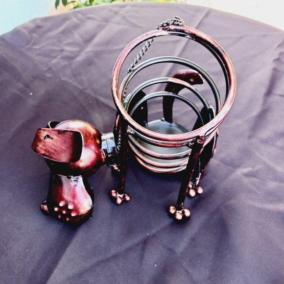 Wine Bottle Holder Dog - Metal Sculpture - Wine Rack Decor - Bloodhound/Beagle - Picture 6 of 11